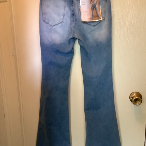 Vibe & Rant High Rise Flare Jeans NWT / Side Slit Detail - Picture 2 of 6